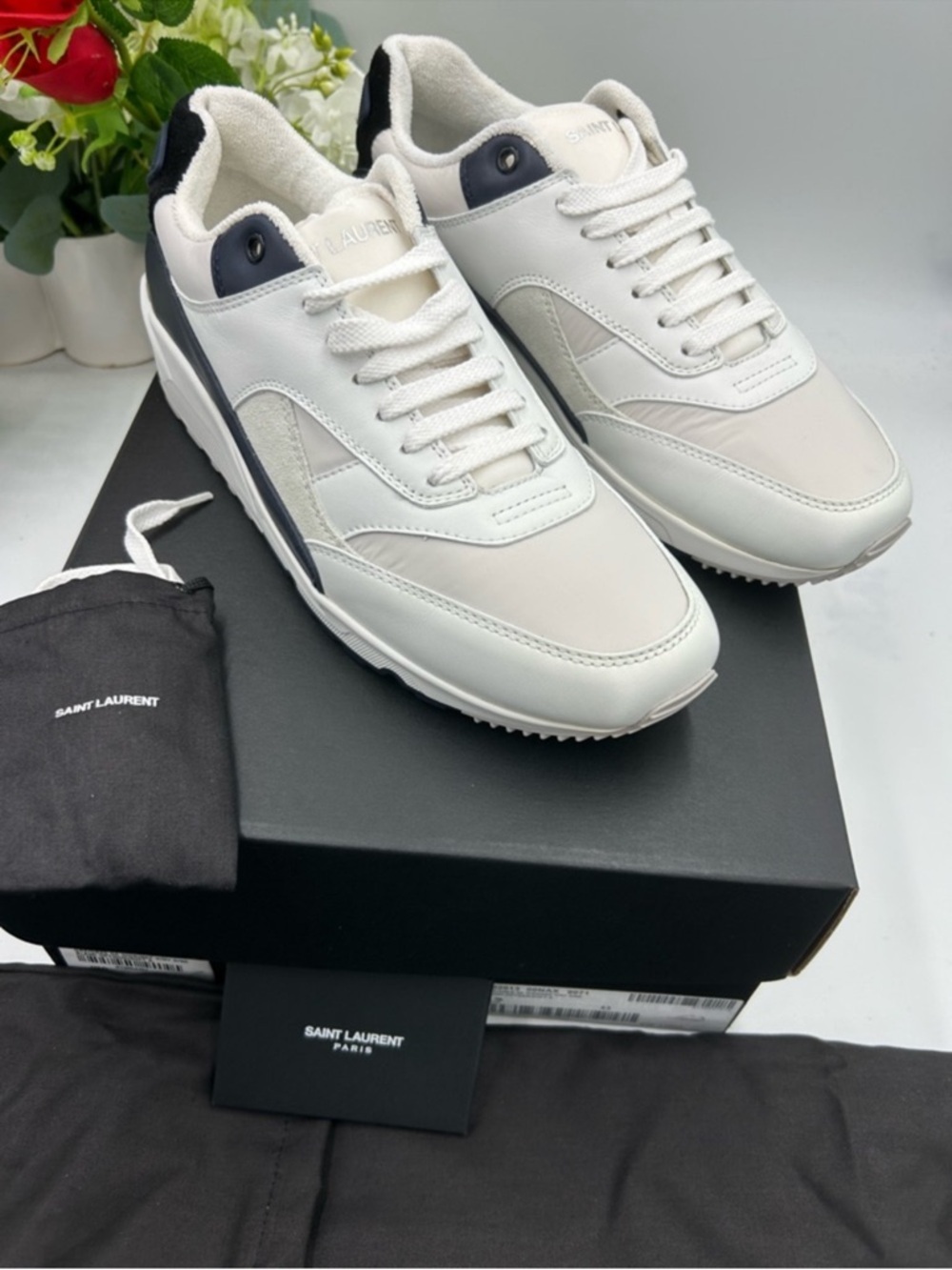 Men’s Saint Laurent bump color block suede/leather sneakers size 43 made Italy